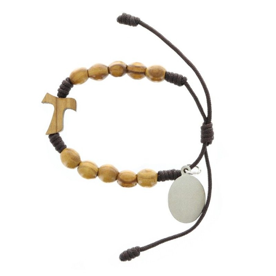 Palais du Rosaire Bracelet Dizainier | Bracelet Dizainier Sur Corde Et En Bois Avec Une Medaille De Carlo Acutis