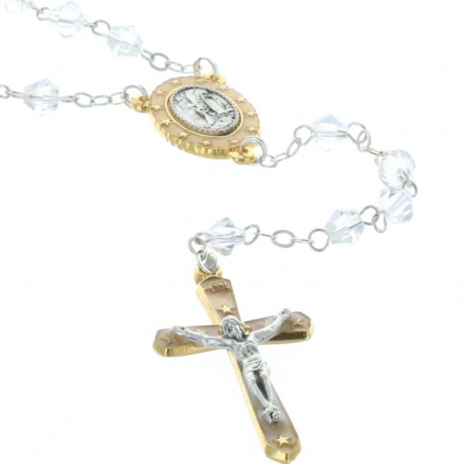 Palais du Rosaire Chapelet Cristal | Chapelet De Lourdes En Cristal Veritable Et Coeur Apparition De Lourdes