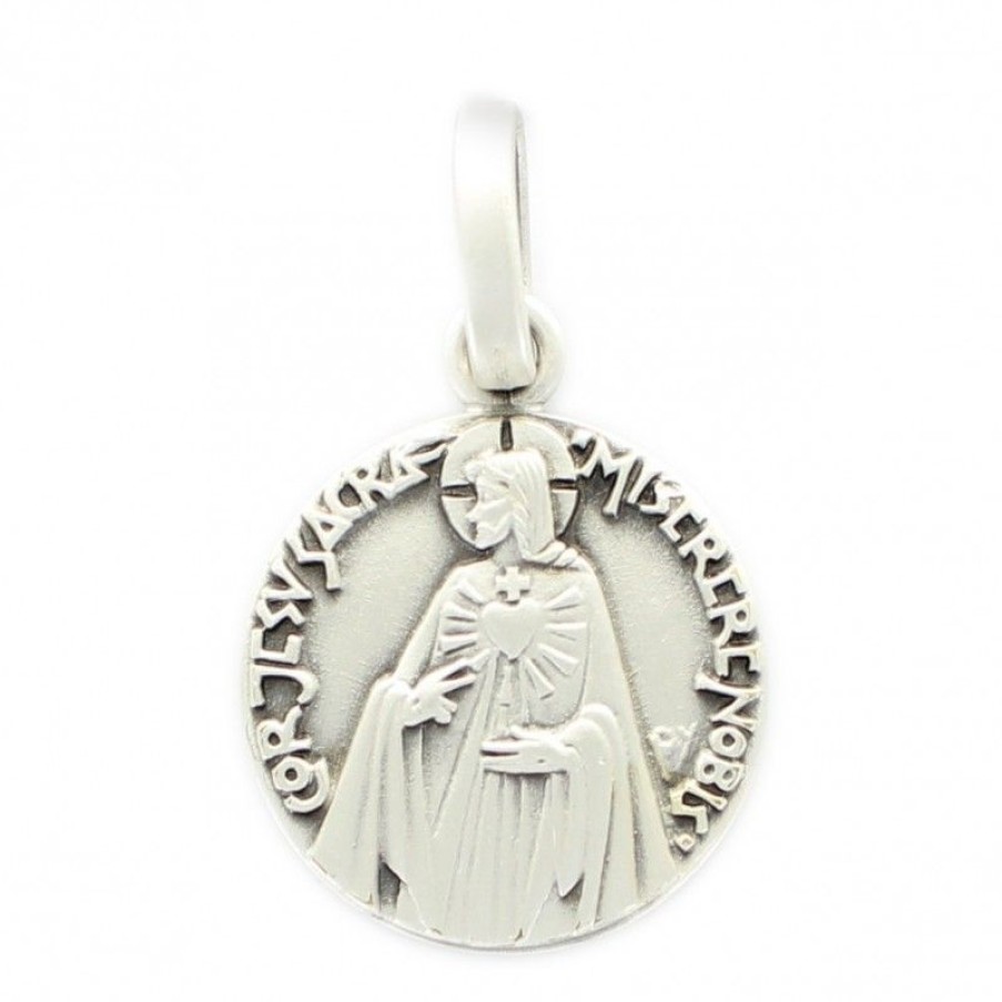 Palais du Rosaire Medaille Et Croix Metal | Medaille Scapulaire En Laiton Argente De 22 Mm Et 8,4G