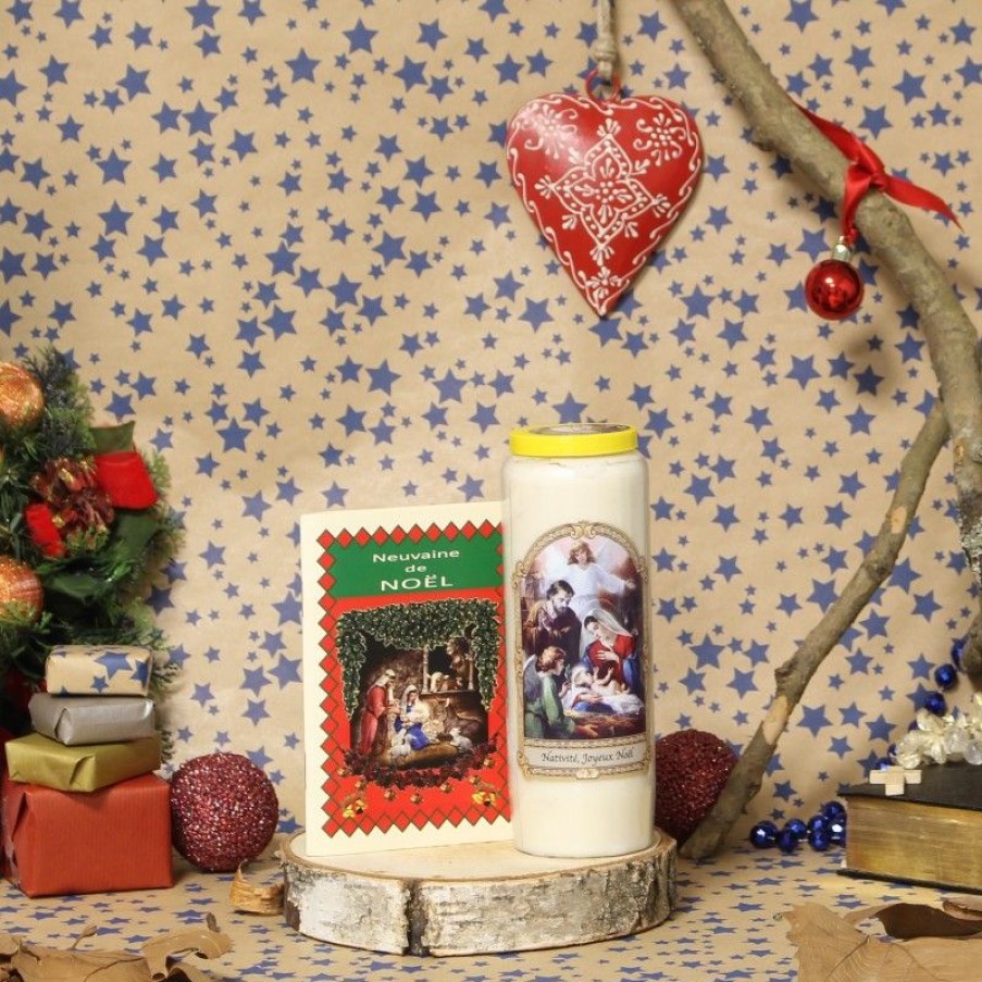 Palais du Rosaire Decoration De Noel | Set Bougie Et Livret Neuvaine Nativite, Joyeux Noel