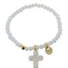 Palais du Rosaire Bracelet Fantaisie | Bracelet De Communion Avec Un Pendentif Croix En Nacre