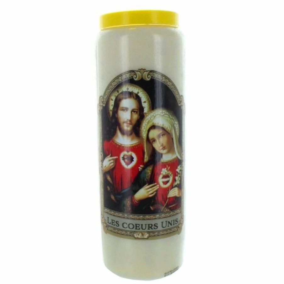 Palais du Rosaire Bougie Neuvaine | Lot De 20 Bougies Neuvaine Les Coeurs Unis 17,5Cm