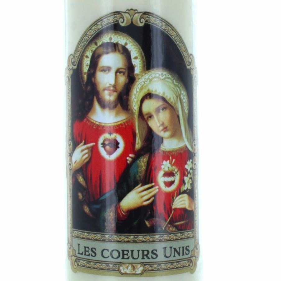 Palais du Rosaire Bougie Neuvaine | Lot De 20 Bougies Neuvaine Les Coeurs Unis 17,5Cm