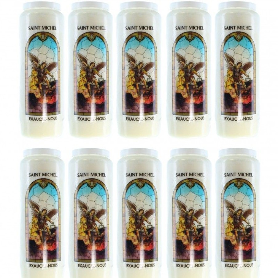 Palais du Rosaire Bougie Neuvaine | Lot De 10 Bougies De Neuvaine De Saint Michel Avec Prieres