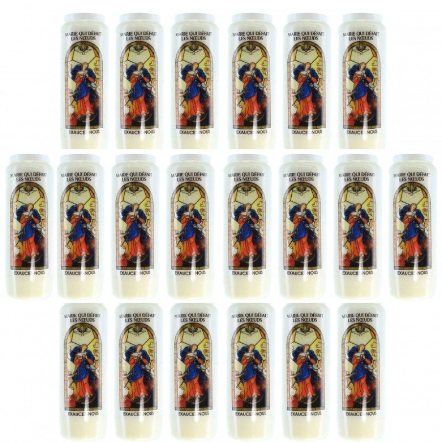 Palais du Rosaire Bougie Neuvaine | Lot De 20 Bougies De Neuvaine De Marie Qui Defait Les Noeuds Avec Prieres