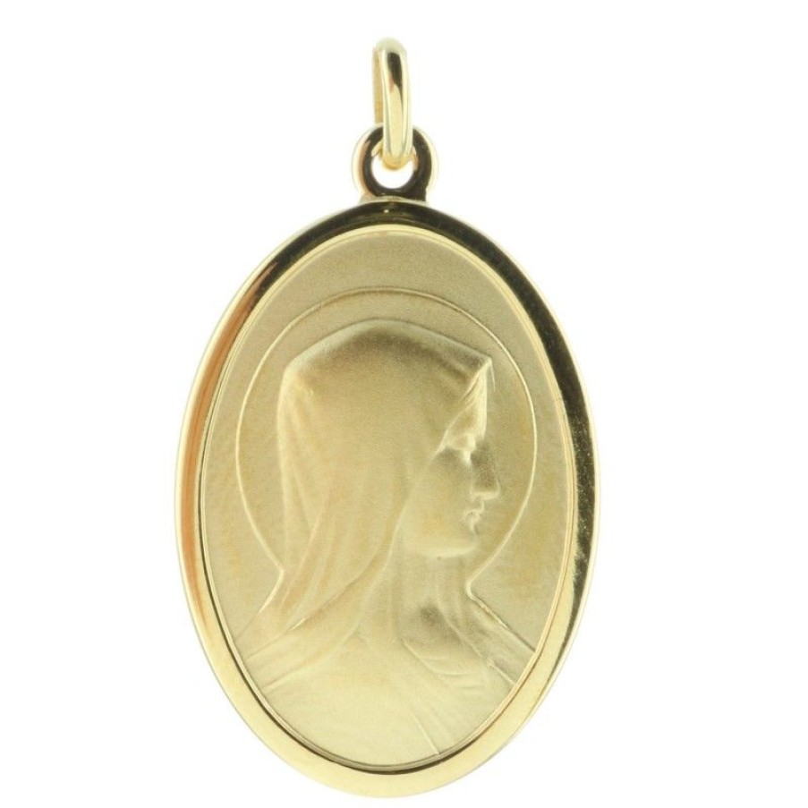 Palais du Rosaire Medaille Et Croix Plaque Or | Medaille Plaque Or 30 Mm Vierge Marie Et Apparition De Lourdes