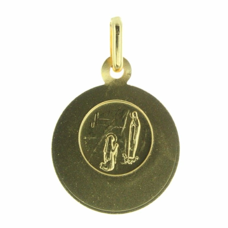 Palais du Rosaire Medaille Et Croix Plaque Or | Medaille De La Vierge Marie A L'Etoile En Plaque Or