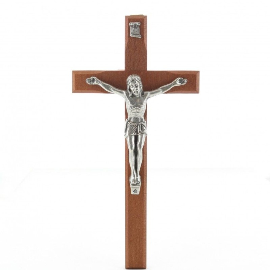 Palais du Rosaire Crucifix Bois | Crucifix En Bois Avec Christ Argente 20 Cm