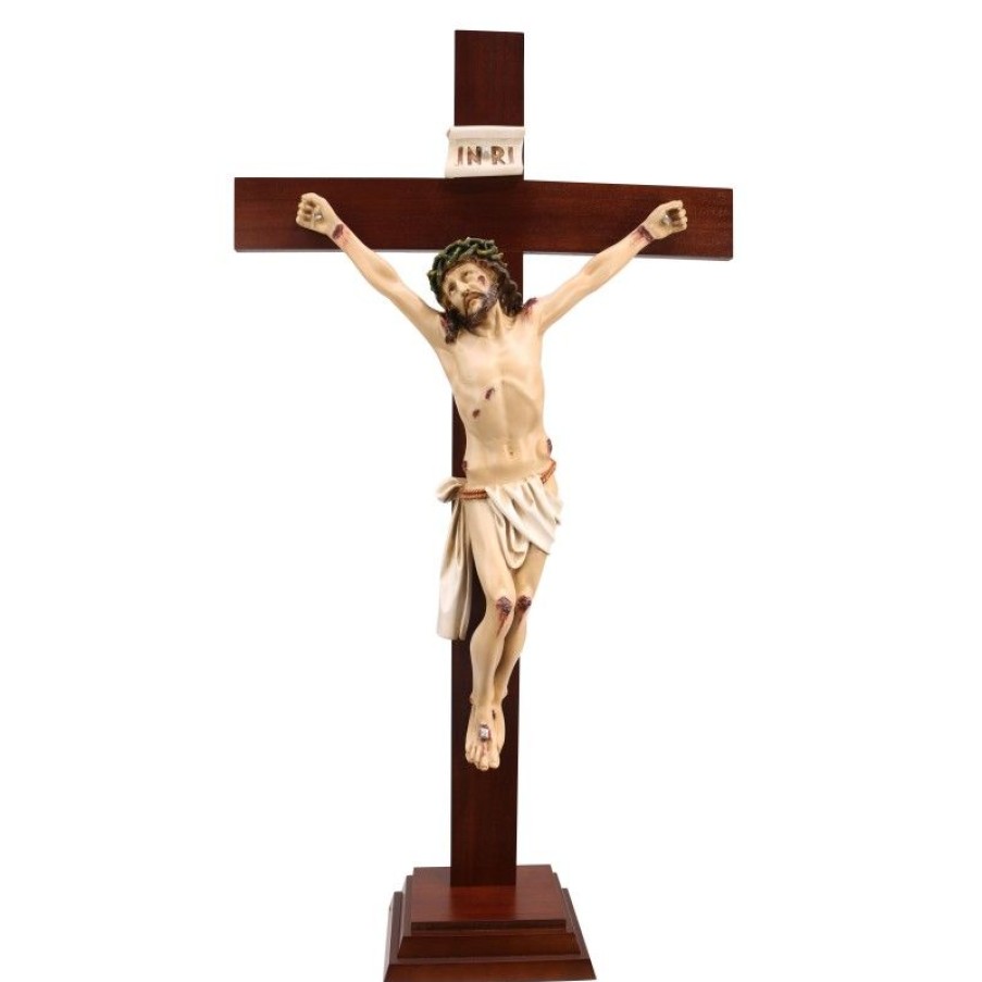 Palais du Rosaire Statue De Grande Taille | Crucifix A Poser En Resine Coloree 127Cm