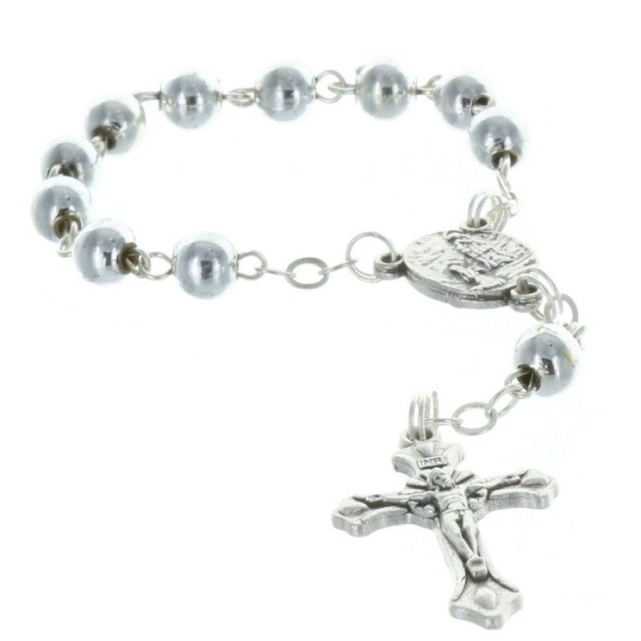 Palais du Rosaire Chapelet Dizainier | Lot De 100 Chapelets Dizainiers De Lourdes Grains Argentes Et Coeur Apparition De Lourdes