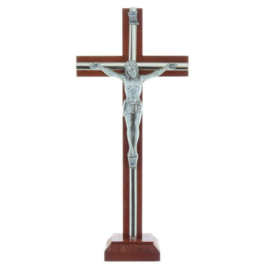 Palais du Rosaire Crucifix Bois | Crucifix En Bois Sur Socle, Decorations Argentees 22Cm
