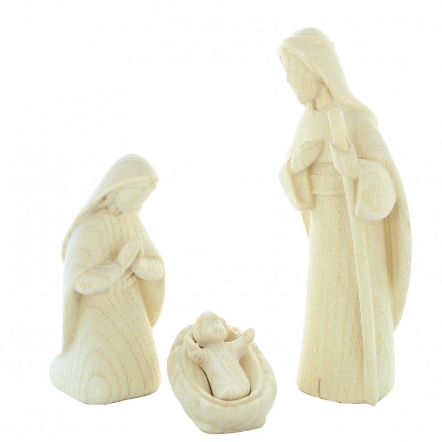 Palais du Rosaire Creche | Creche En Bois Naturel 3 Pieces 15Cm