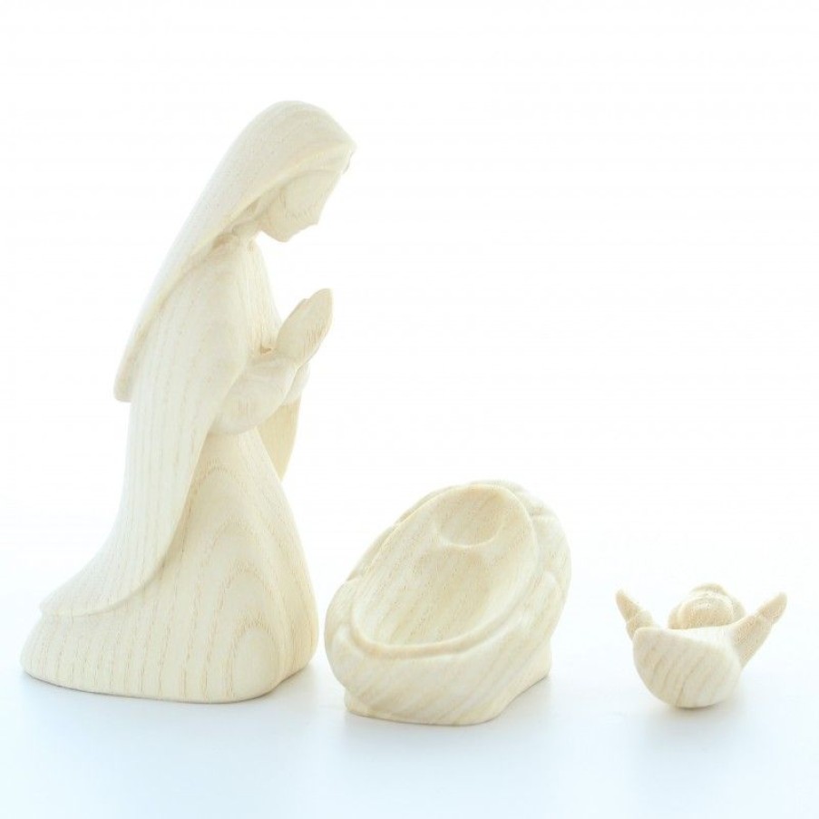 Palais du Rosaire Creche | Creche En Bois Naturel 3 Pieces 15Cm
