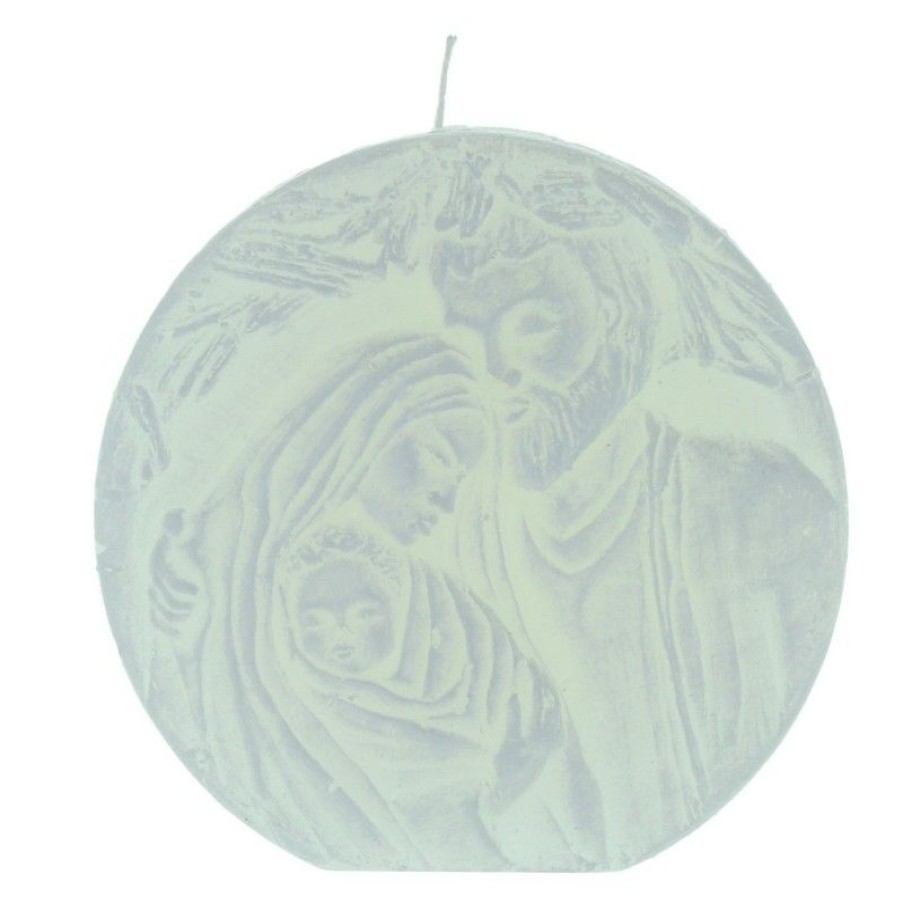 Palais du Rosaire Bougie Decorative | Bougie De Noel Blanche Avec La Sainte Famille 11Cm