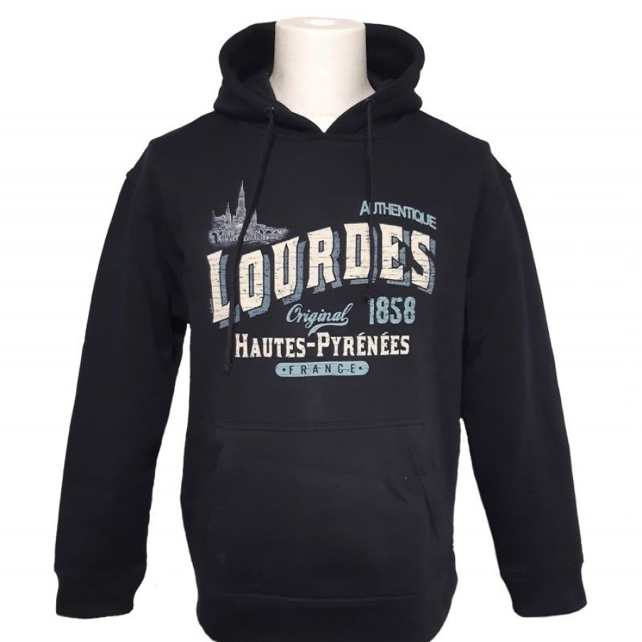 Palais du Rosaire Vetement | Sweat-Shirt Unie Bleu Marine Vintage Lourdes