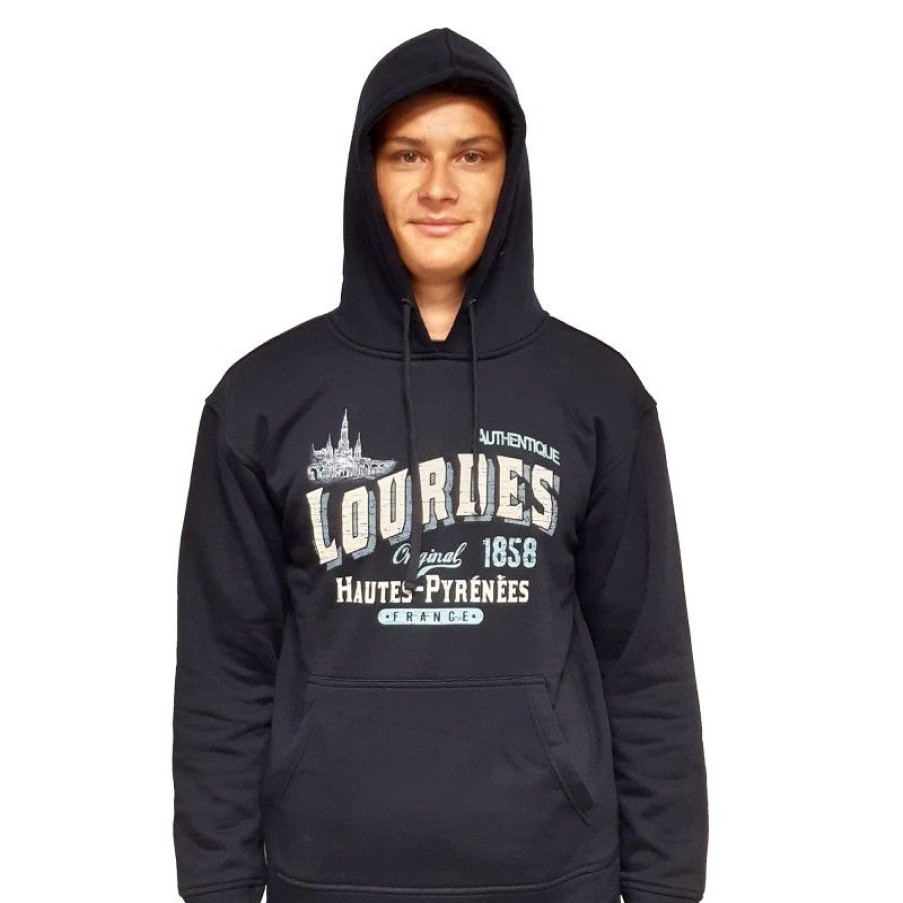Palais du Rosaire Vetement | Sweat-Shirt Unie Bleu Marine Vintage Lourdes