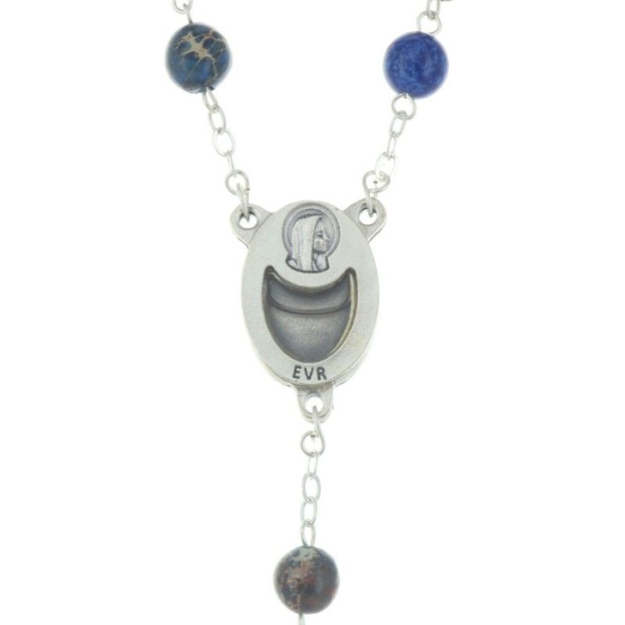 Palais du Rosaire Chapelet Pierre | Chapelet De Lourdes En Pierre Bleu Empereur Et Coeur Eau De Lourdes