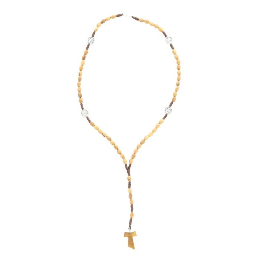 Palais du Rosaire Chapelet Corde | Chapelet Padre Pio Sur Corde En Bois D'Olivier