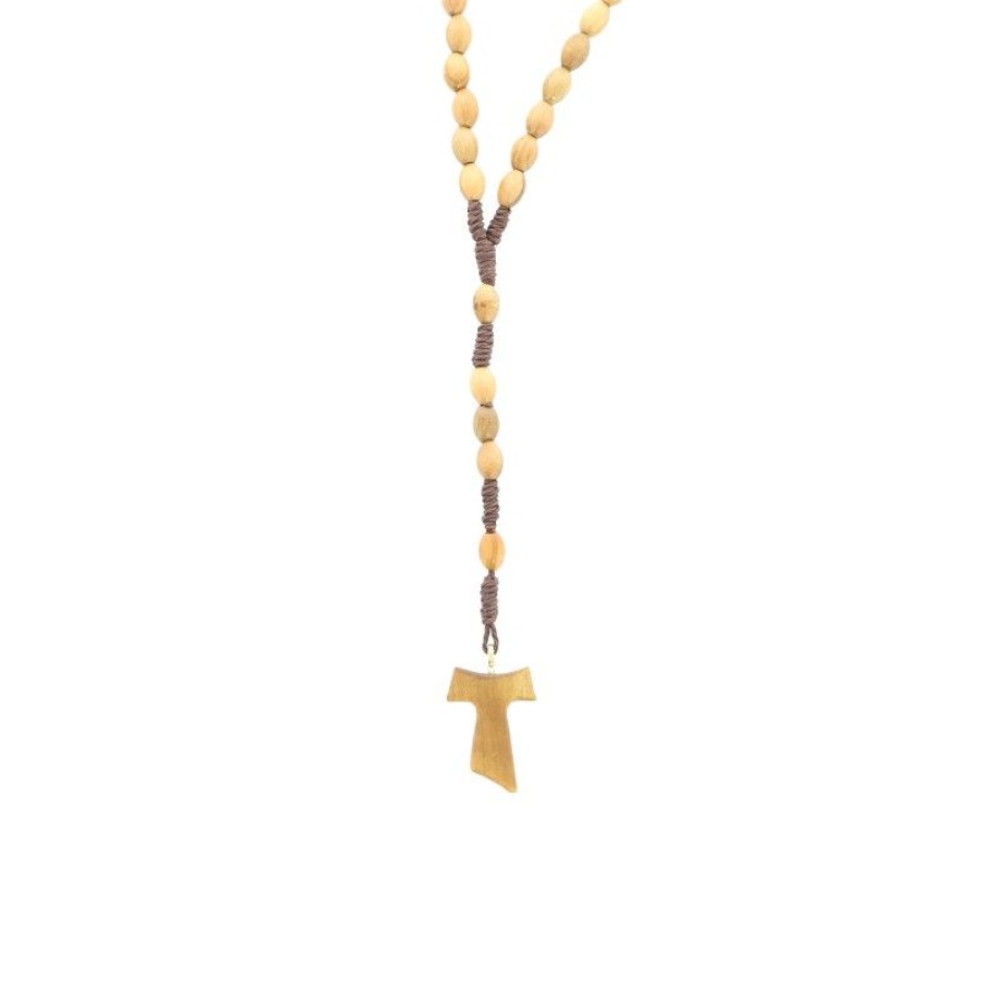 Palais du Rosaire Chapelet Corde | Chapelet Padre Pio Sur Corde En Bois D'Olivier