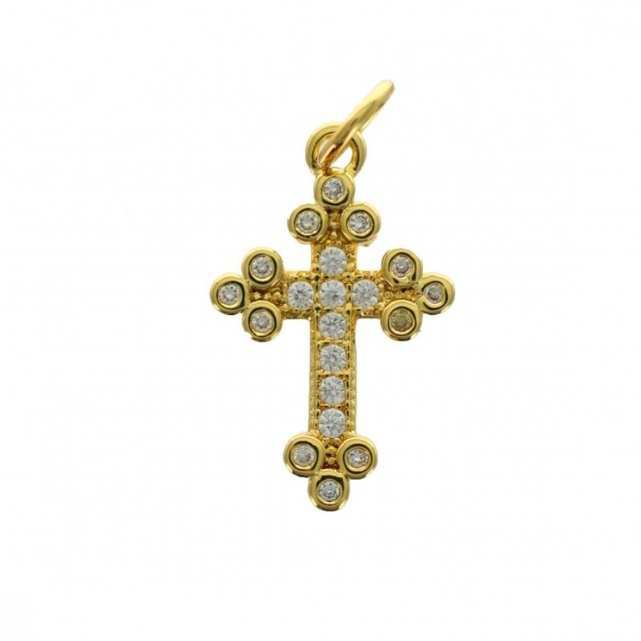 Palais du Rosaire Medaille Et Croix Metal | Croix Avec Strass En Metal Dore 18Mm