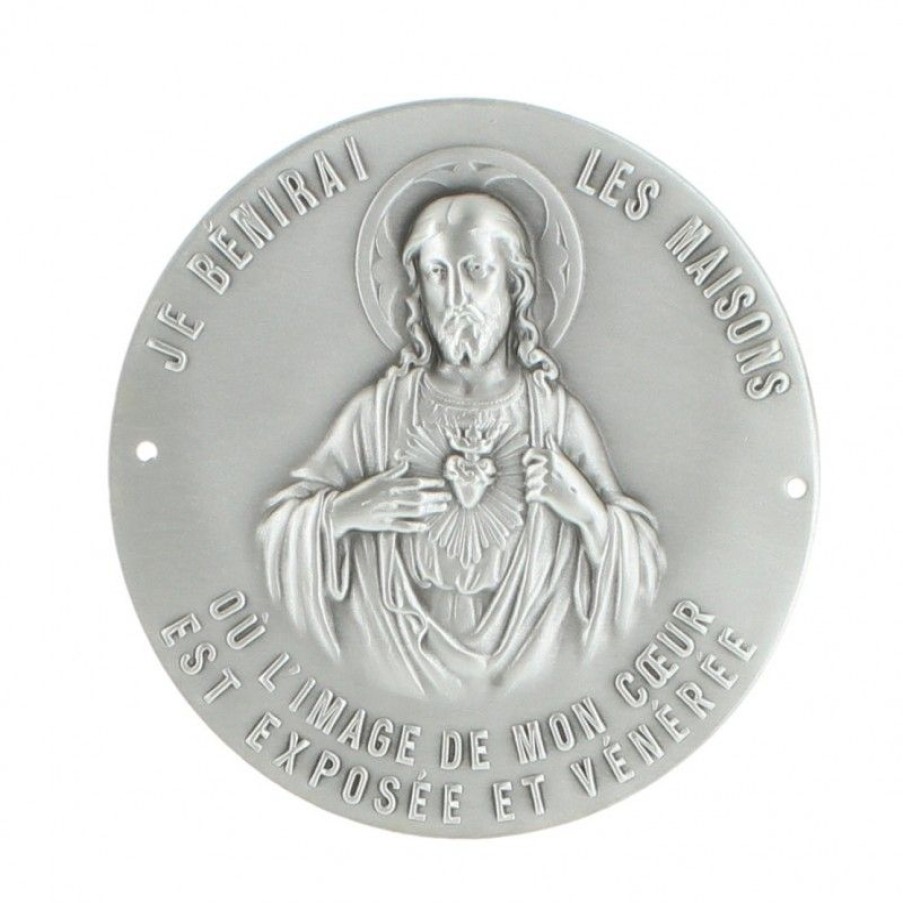 Palais du Rosaire Medaille Murale | Plaque De Porte Sacre Coeur 70 Mm En Laiton Argente
