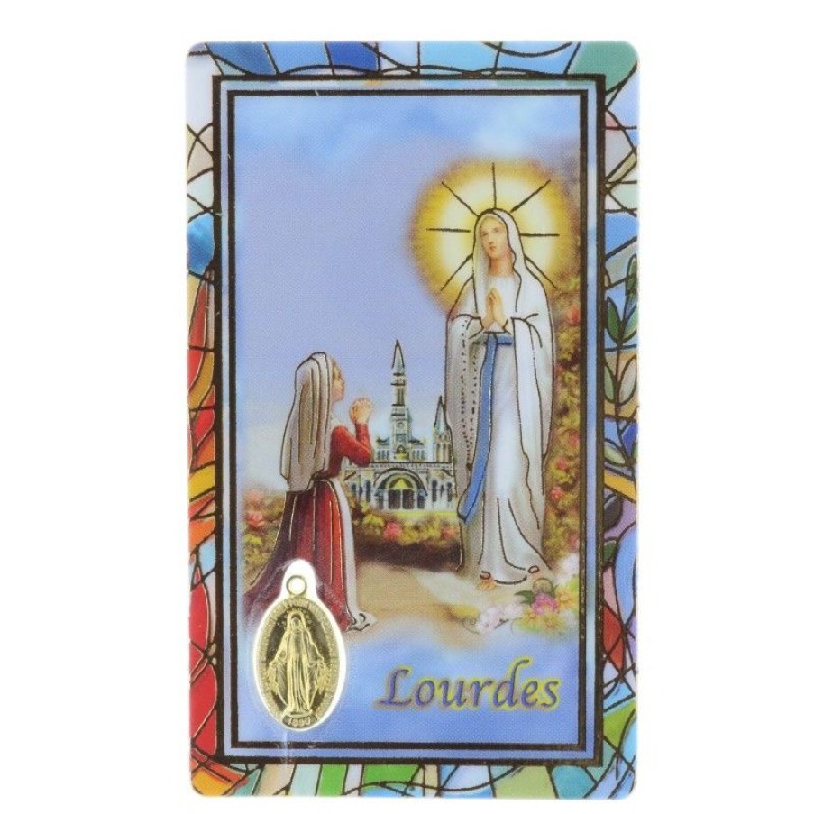 Palais du Rosaire Image Religieuse | Image Religieuse Apparition De Lourdes Et Medaille Doree Vierge Miraculeuse Plastifiee.