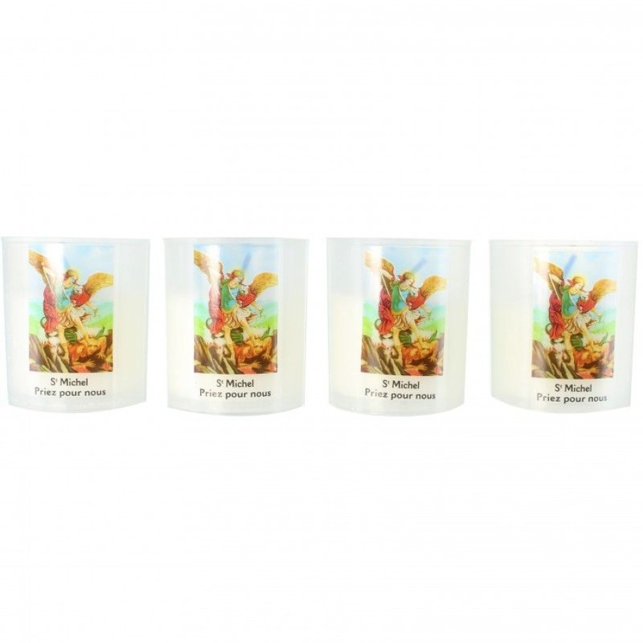 Palais du Rosaire Bougie Votive | Lot De 4 Bougies De Saint Michel 20H 6Cm
