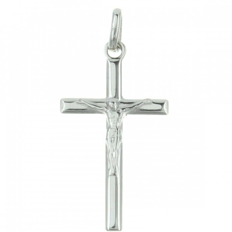 Palais du Rosaire Medaille Et Croix Argent | Pendentif Croix En Argent Avec Le Christ Et Bords Biseautes