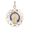 Palais du Rosaire Medaille Et Croix Plaque Or | Medaille De La Vierge Marie En Plaque Or, Contours Denteles Et Fond Bleu 20Mm
