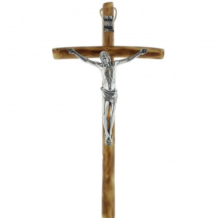 Palais du Rosaire Crucifix Bois | Crucifix En Bois Avec Un Christ Argente
