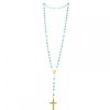 Palais du Rosaire Chapelet Pierre | Chapelet Dore En Pierres De Turquoise De 6Mm Avec Croix Emaillee
