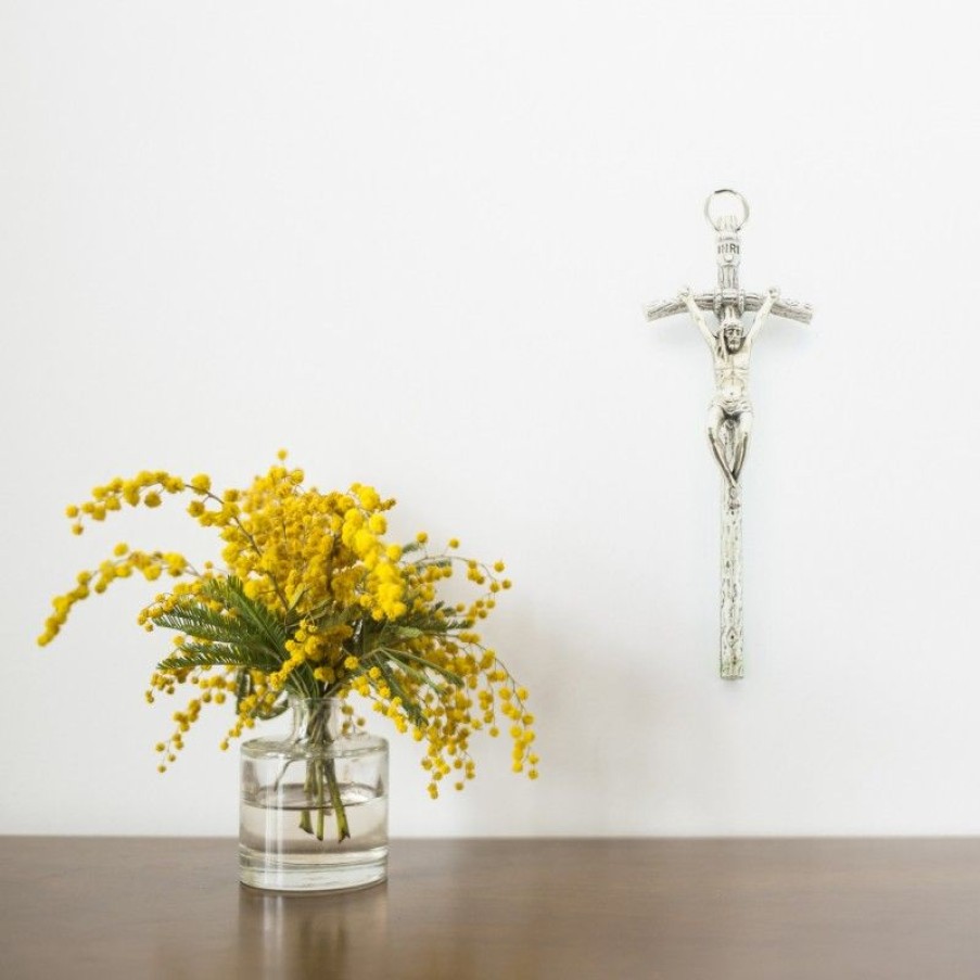 Palais du Rosaire Crucifix Metal | Crucifix Croix Pastorale En Metal 11Cm