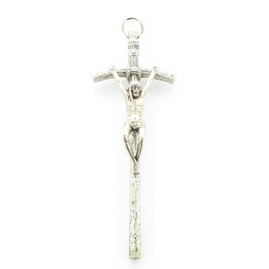 Palais du Rosaire Crucifix Metal | Crucifix Croix Pastorale En Metal 11Cm