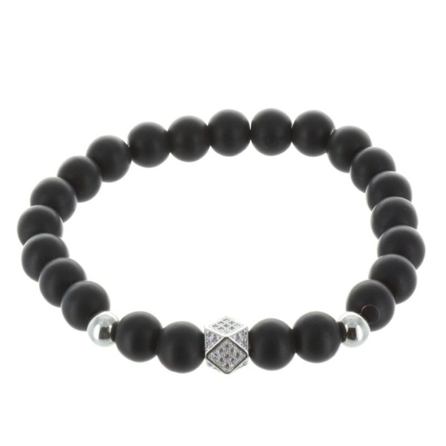 Palais du Rosaire Bracelet Fantaisie | Bracelet Fantaisie En Pierres Veritables Noires Mates