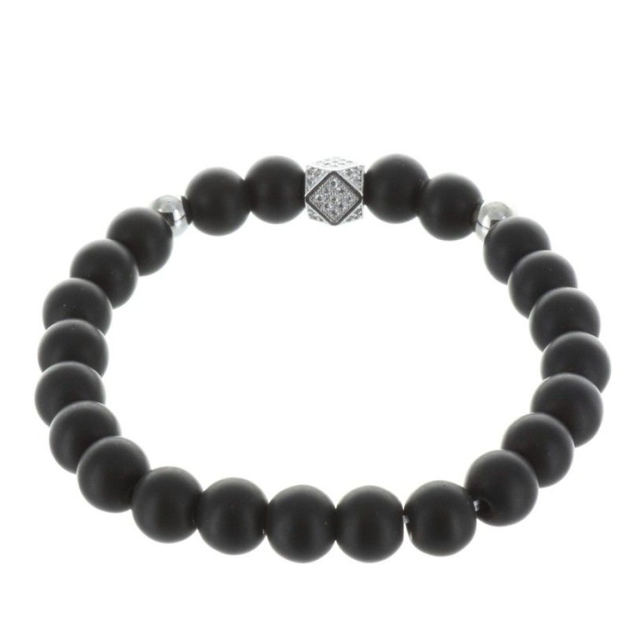 Palais du Rosaire Bracelet Fantaisie | Bracelet Fantaisie En Pierres Veritables Noires Mates