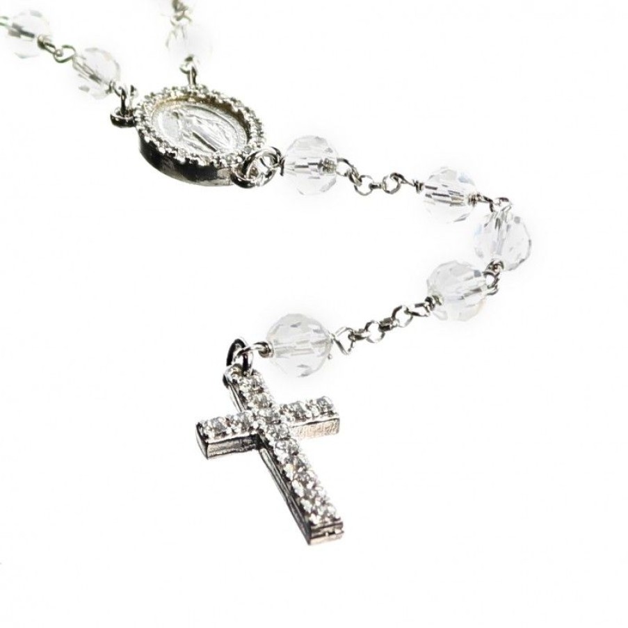 Palais du Rosaire Chapelet Argent | Chapelet En Argent Avec Coeur Miraculeuse Et Croix Zircon