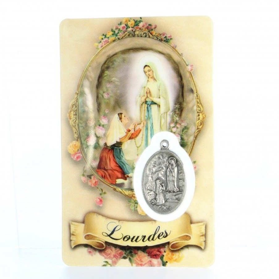 Palais du Rosaire Image Religieuse | Carte De Priere De L'Apparition Avec Medaille