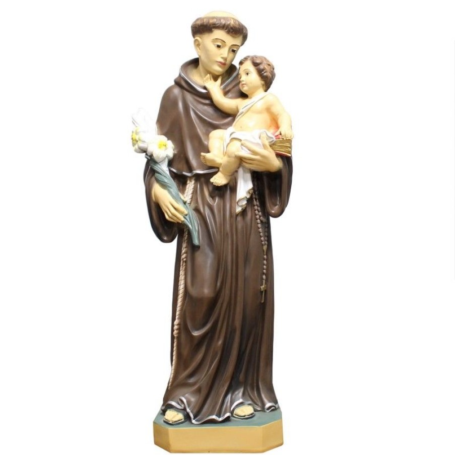 Palais du Rosaire Statue De Saint Antoine | Statue De Saint Antoine Grande Taille En Resine 80Cm