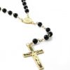 Palais du Rosaire Chapelet Pierre | Chapelet Dore En Pierres D'Agathe Noire De 6Mm Avec Croix Emaillee