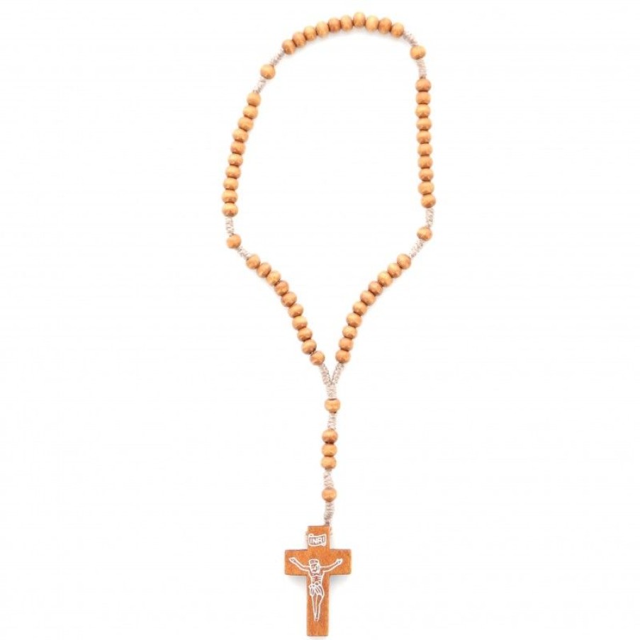 Palais du Rosaire Chapelet Bois | Chapelet Corde Court En Bois Avec Christ Dessine
