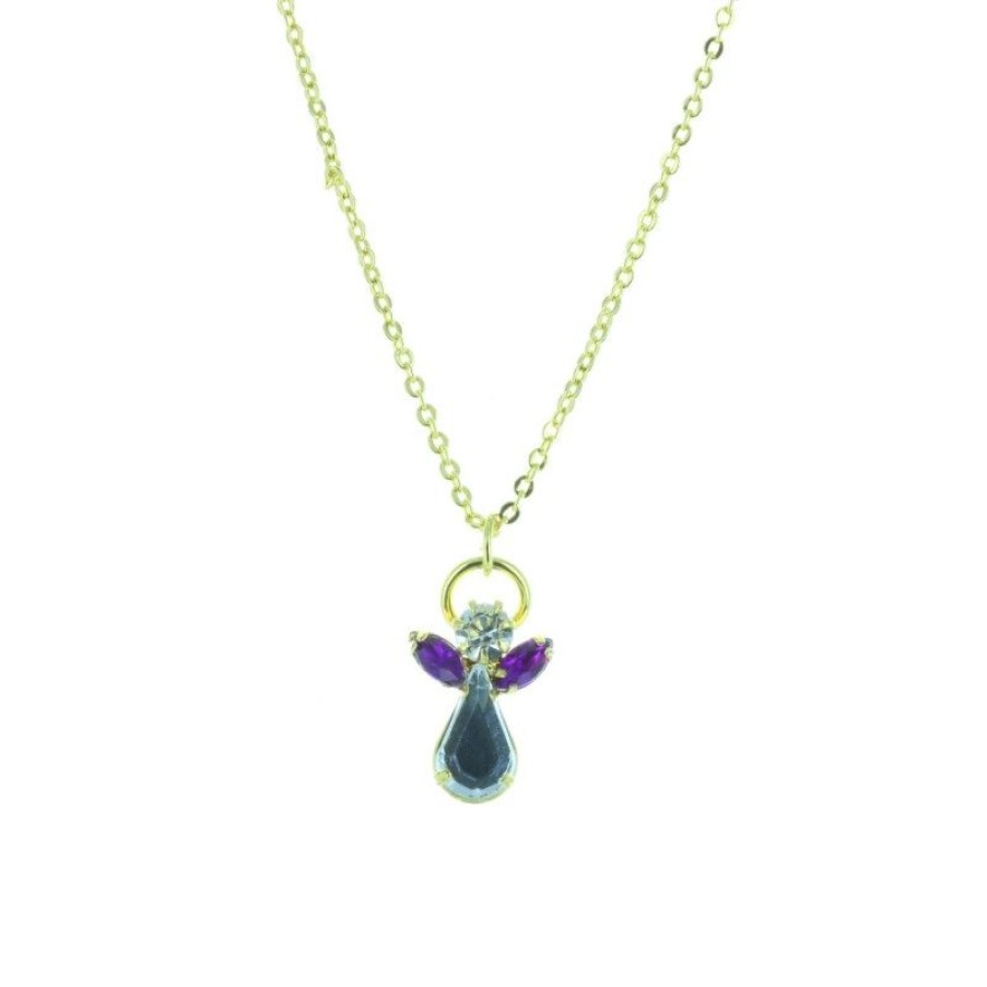 Palais du Rosaire Collier Fantaisie | Collier Pour Chaque Mois Avec Ange De Cristal Veritable