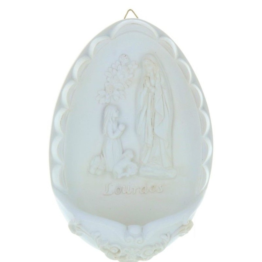 Palais du Rosaire Benitier | Benitier Resine Ovale Apparition Lourdes 16,5Cm X 11 Cm