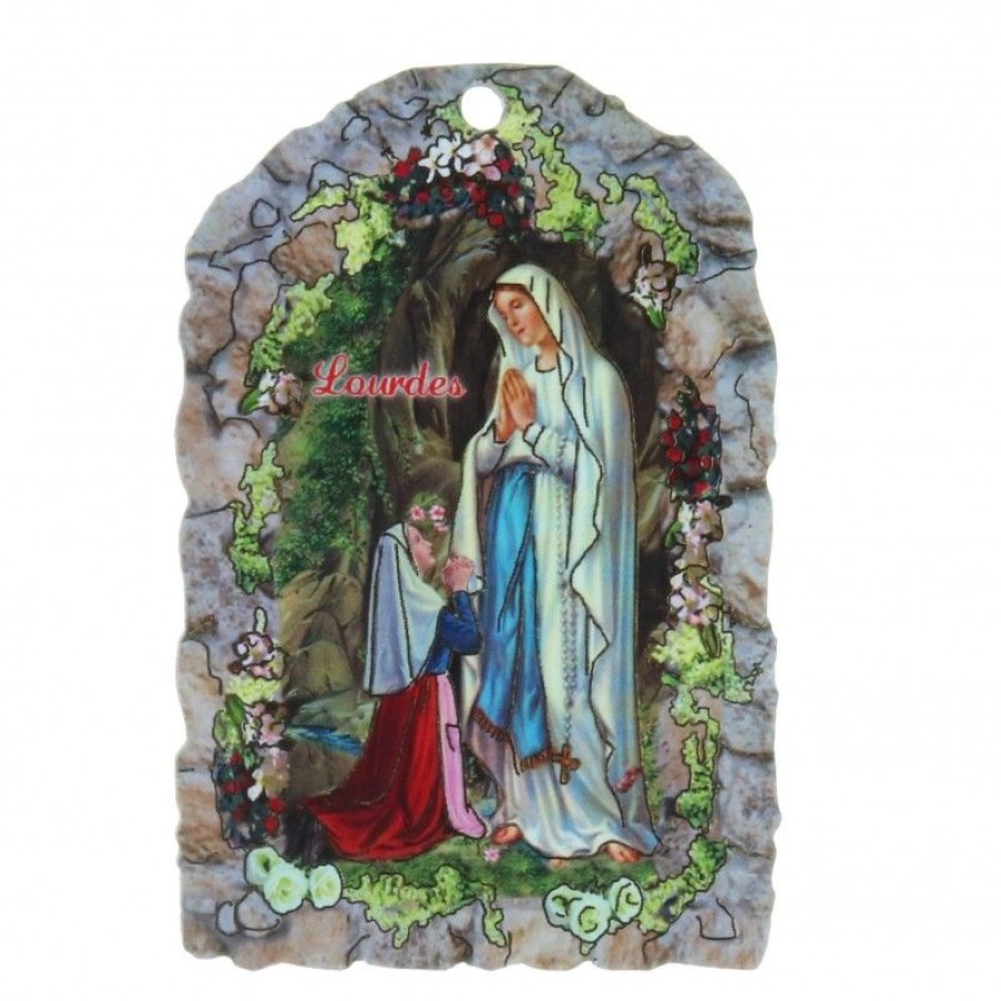 Palais du Rosaire Cadre Religieux | Cadre Religieux En Bois Apparition De Lourdes Et Dizainier Parfum A La Rose 5 X 7 Cm