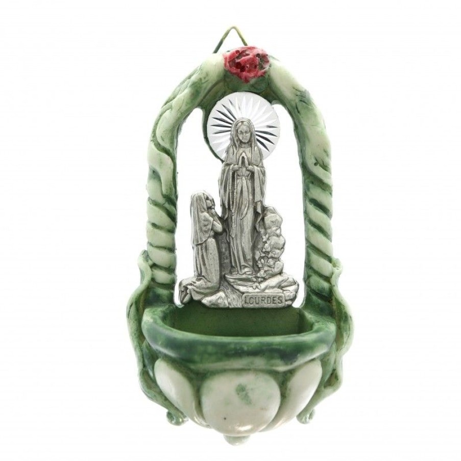 Palais du Rosaire Benitier | Benitier De L'Apparition En Resine Verte
