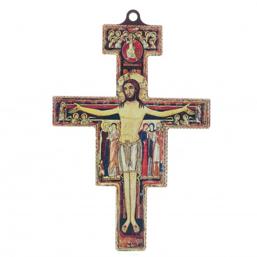 Palais du Rosaire Crucifix Bois | Crucifix De Saint Damien En Bois 14 Cm