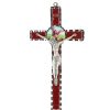 Palais du Rosaire Crucifix Metal | Croix De Saint Michel En Metal Et Fond Rouge 10X18Cm
