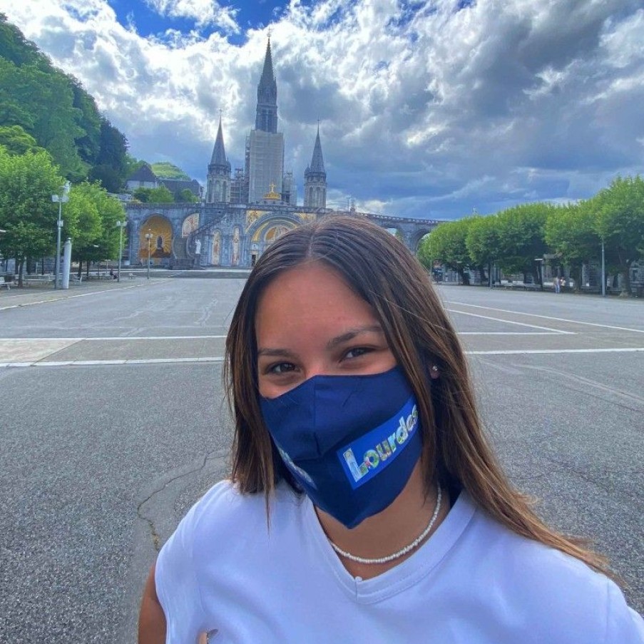 Palais du Rosaire Accessoire | Masque En Tissu Reutilisable Avec L'Inscription Lourdes