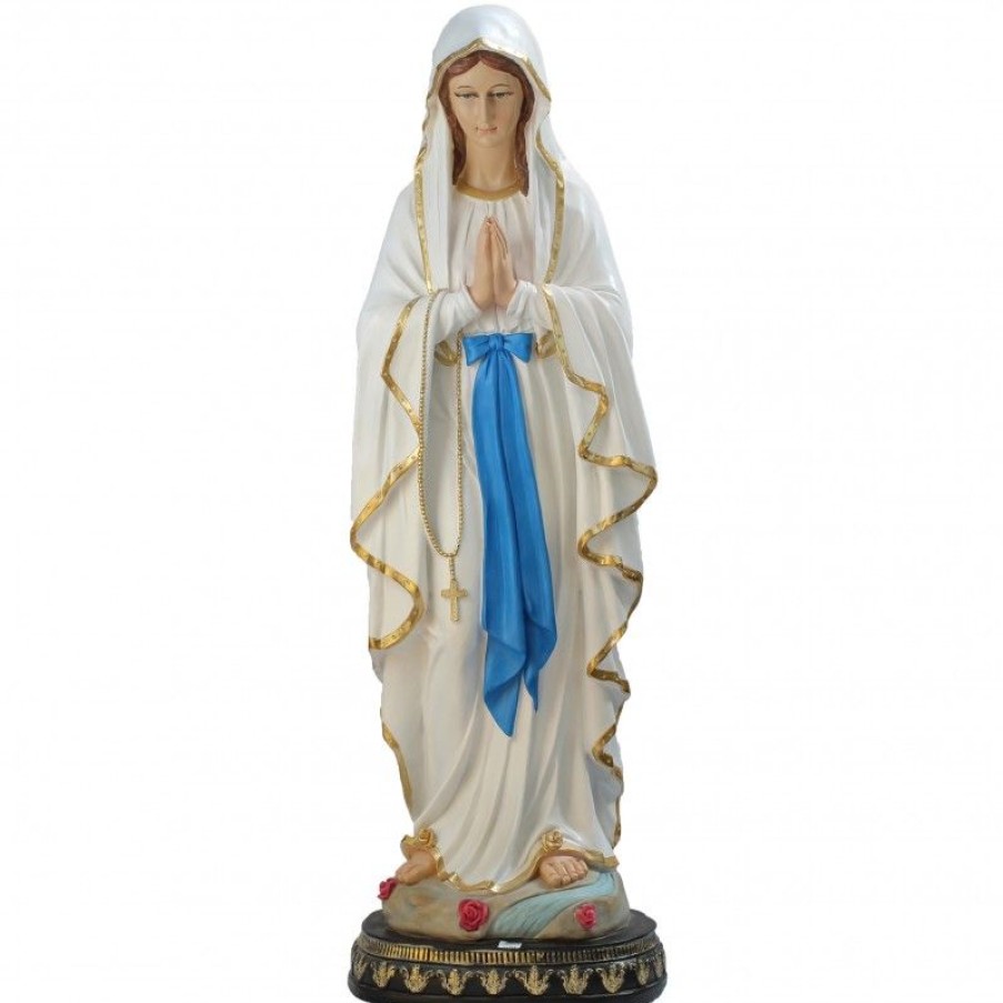 Palais du Rosaire Statue De Notre Dame De Lourdes | Statue Notre Dame De Lourdes En Resine Coloree 88 Cm