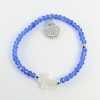 Palais du Rosaire Bracelet Fantaisie | Bracelet De Perles En Verre Avec Une Croix Blanche Et Une Medaille