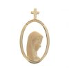 Palais du Rosaire Medaille Et Croix Plaque Or | Medaille Vierge De Profil En Plaque Or Avec Beliere En Croix 21 Mm